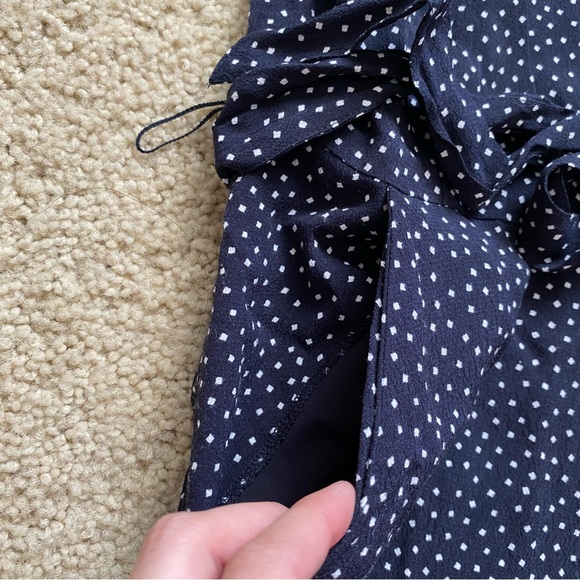 Loft Polka Dot Square Neck Sleeveless Cropped Jumpsuit Tie Waist Belt Size 0P - Picture 4 of 14